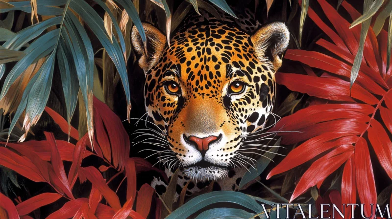 AI ART Leopard in Vibrant Jungle