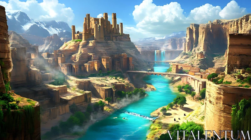 Mountain Castle by Turquoise River AI Image