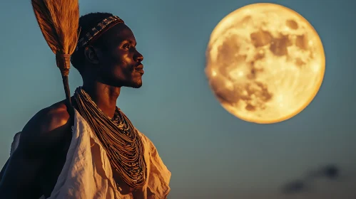 African Man and the Moon