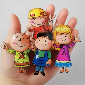 Cartoon Kids on a Hand