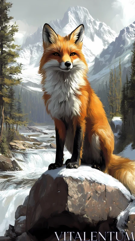 Wild Fox in Nature Setting AI Image