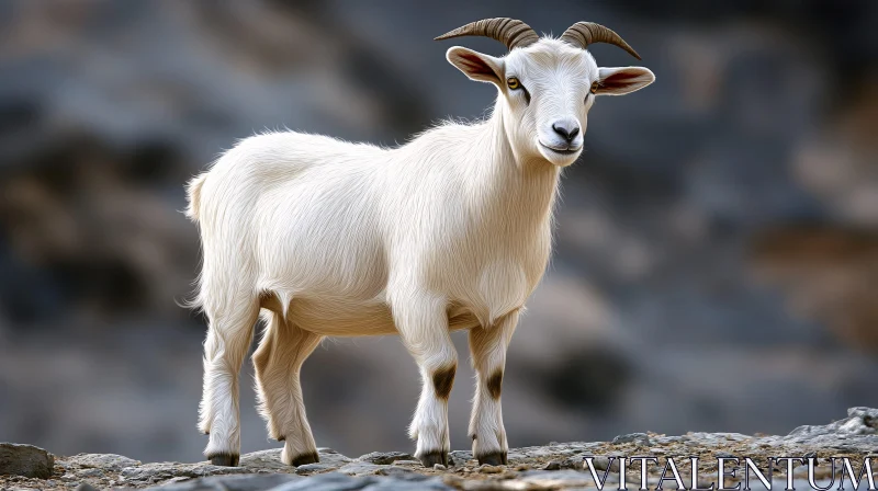 Majestic White Goat Portrait AI Image