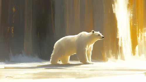Sunlit Polar Bear Art