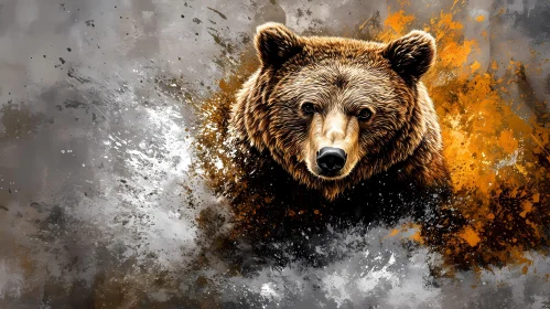 Majestic Bear in Abstract Art
