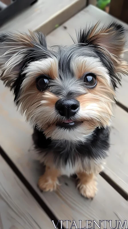 Charming Dog on a Wooden Deck AI Image