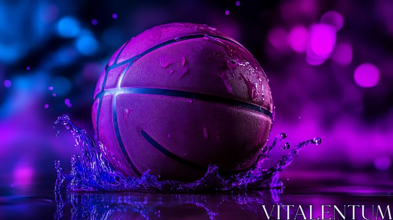 Basketball in Neon Light AI Image