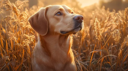 Dog in Golden Field