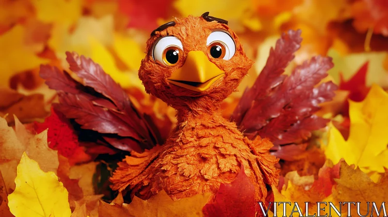 Cute Bird in Fall Foliage AI Image