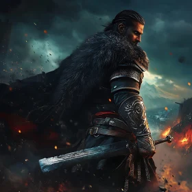 Fierce Warrior in Dark Armor