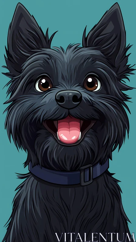 Joyful Dog Art with Blue Background AI Image