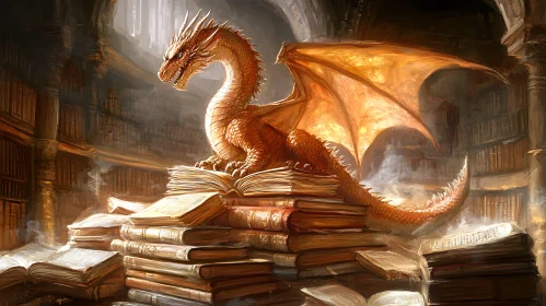 Fantasy Dragon on Books Artwork