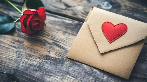 Romantic Rose and Envelope Still Life