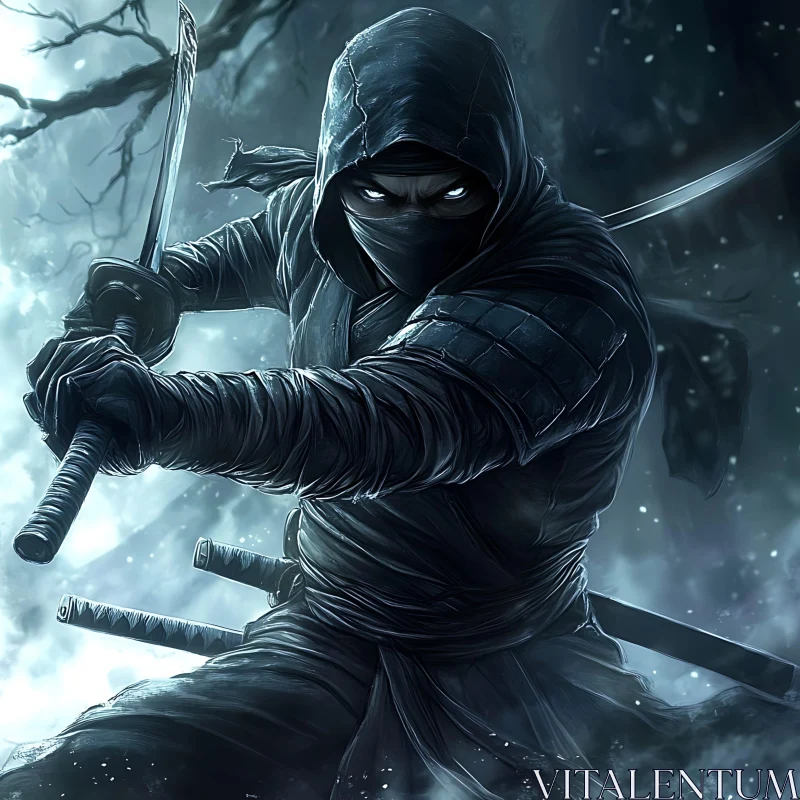 AI ART Silent Blade: Ninja in the Night