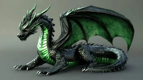 Resting Green Scaled Dragon Artwork