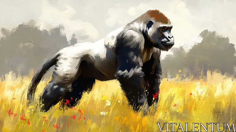 Gorilla in Nature Painting AI Image