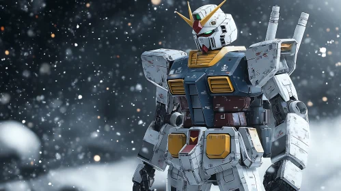 Mecha Robot in Winter Blizzard