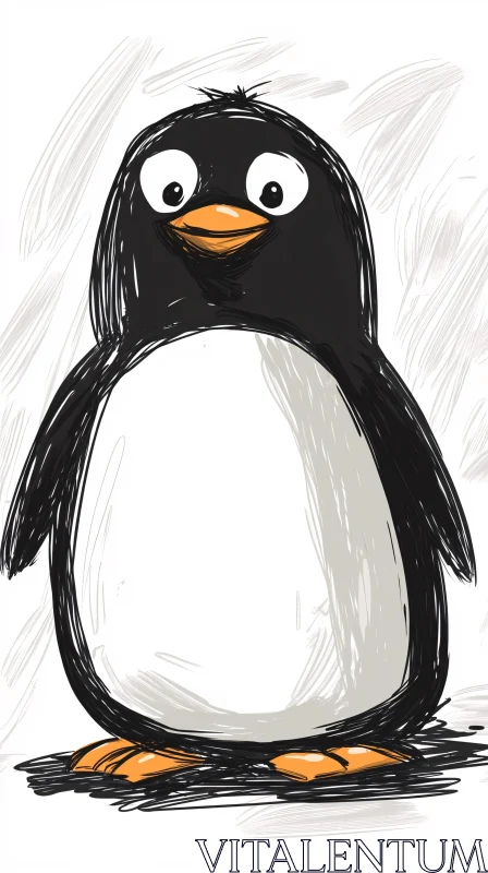 Playful Penguin Cartoon Art AI Image