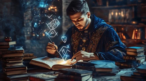 Sorcerer Immersed in Magical Studies