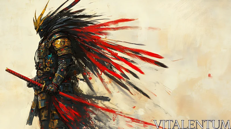 AI ART Armored Samurai with Sword