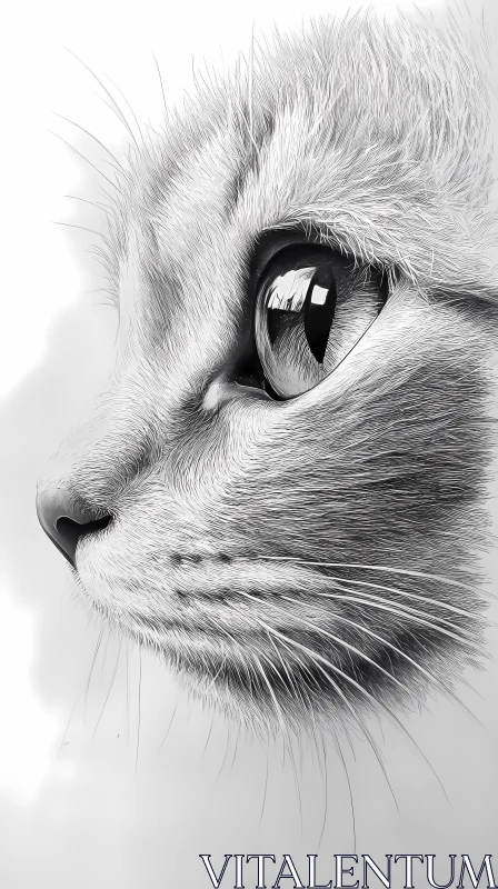 Detailed Cat Side Profile Art AI Image