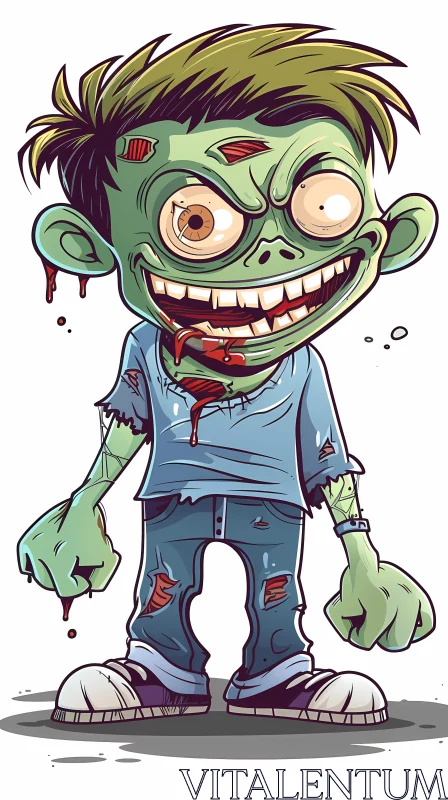 Cartoon Zombie Boy - Ideal for Children's Entertainment AI Image
