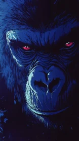 Blue Gorilla with Red Eyes Art