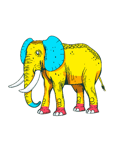 Charming Cartoon Elephant with Colorful Accents