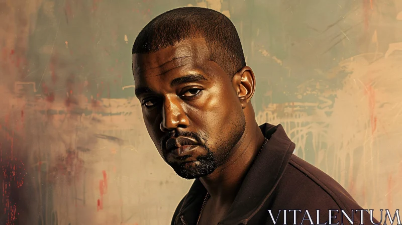 Kanye West Serious Expression Portrait AI Image