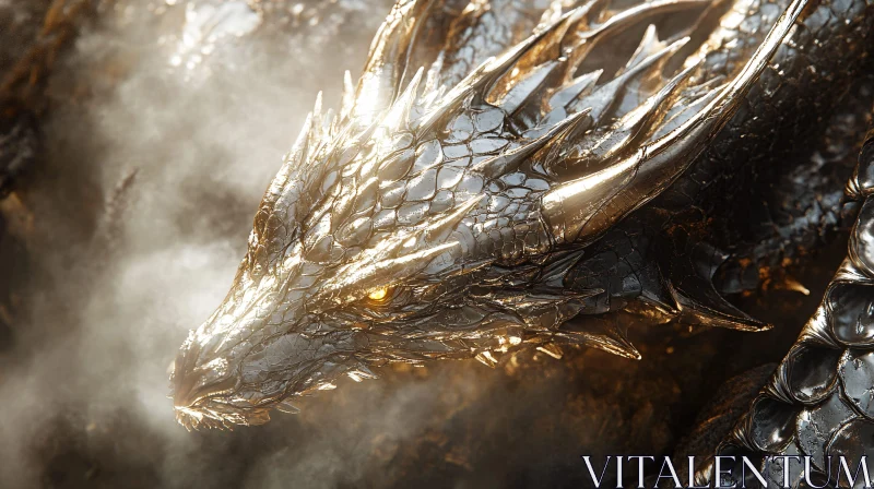 Dragon Head with Golden Scales AI Image