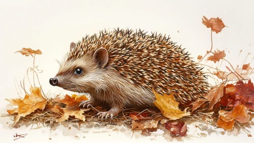 Hedgehog in a Fall Setting