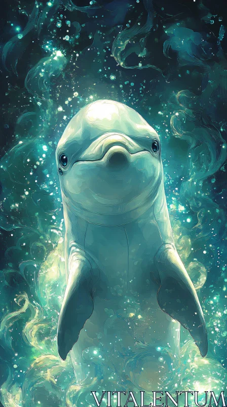 Mystical Marine Scene with Dolphin AI Image