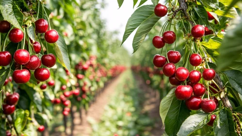 Bountiful Cherry Orchard in Full Bloom