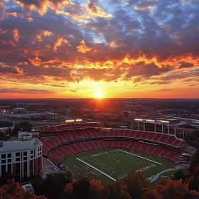 Urban Sunset over Stadium