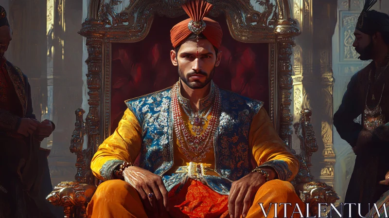 AI ART Royal Portrait of Indian King on Throne