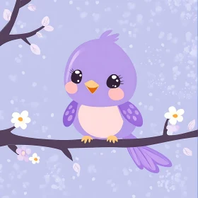 Illustration of a Bird with Flowers
