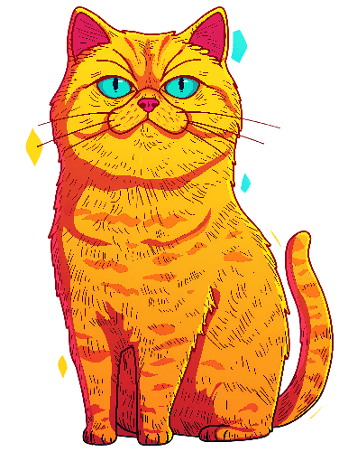 Illustration of Smug Orange Cat with Geometric Background POD Design