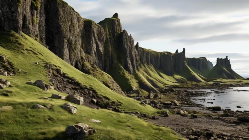 Scottish Landscapes - Rocky Coast with Lush Green Grass