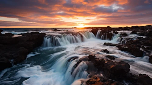 Sunset Time Lapse at Waterfall: A Captivating Blend of Nature and Art