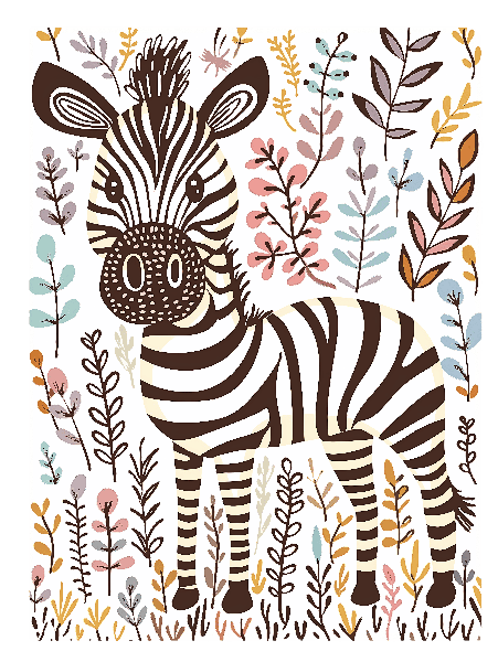 Whimsical Zebra Design for Apparel POD Design