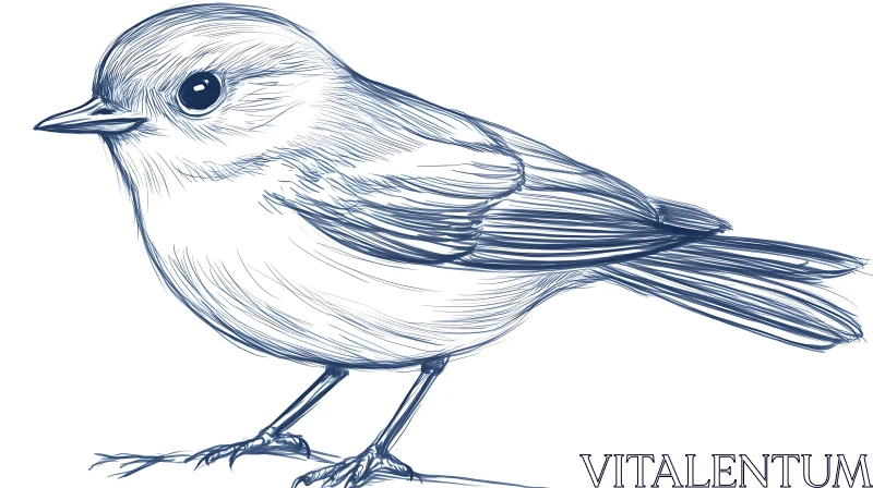 Charming Blue Bird Illustration on White AI Image