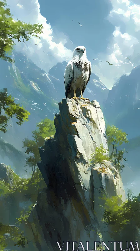 Eagle Overlooking Mountain Panorama AI Image