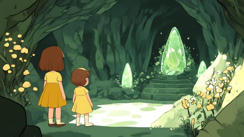 Girls in Cave with Crystals