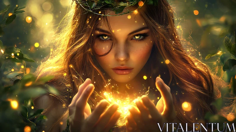 AI ART Enchanting Woman Holding Magical Light