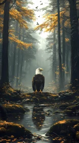 Eagle in Enchanted Autumn Landscape