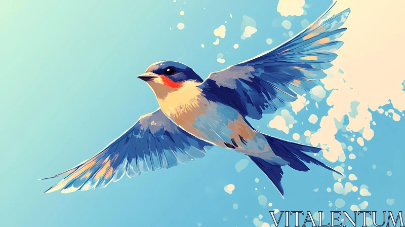 AI ART Elegant Swallow in Blue Sky