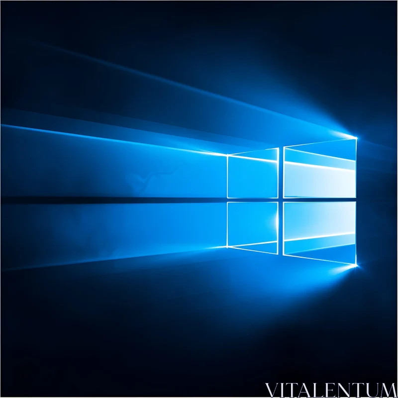 Abstract Blue Window Light Beams AI Image