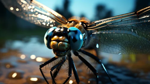 3D Rendered Close-Up Dragonfly Portrait