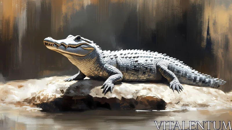 Crocodile in Natural Habitat Art AI Image