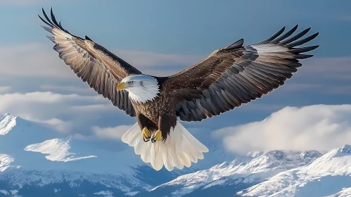 Eagle Soaring Above Mountain Peaks