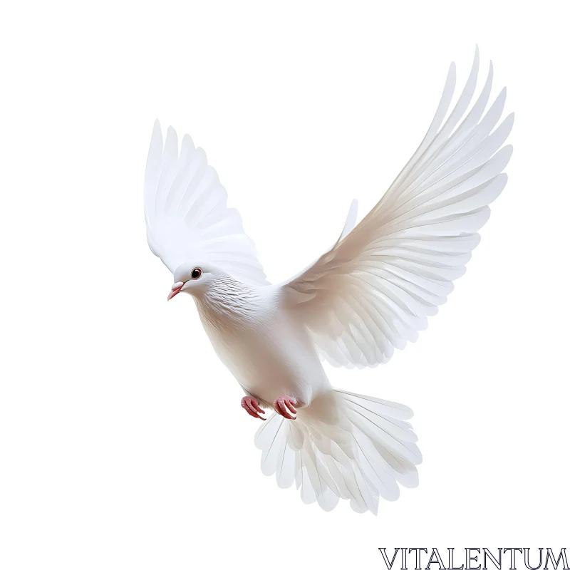 Dove Flying Against White Background AI Image